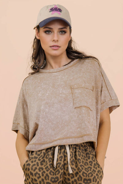 NT11429-Mineral Washed Oversized Crop Comfy Knit Top