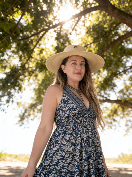 Halter Tiered Bohemian Maxi Silk Dress (navy)