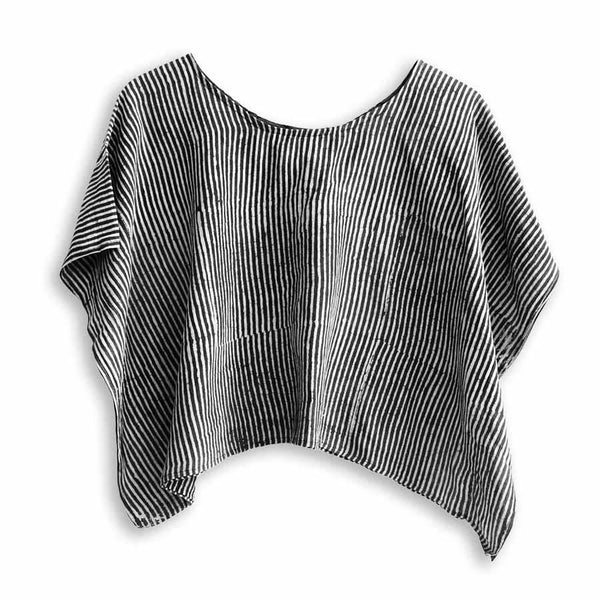 Classic Blue Cotton Silk Croptop Clothing Women - Stripes