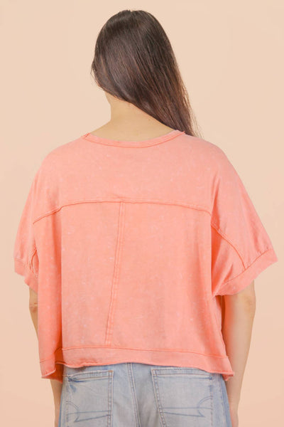 NT11429-Mineral Washed Oversized Crop Comfy Knit Top