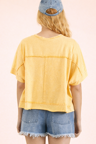 NT11429-Mineral Washed Oversized Crop Comfy Knit Top