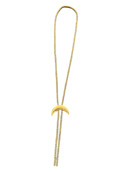 Brass Crescent Moon Bolo Necklace