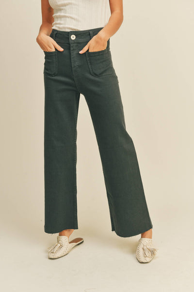 Front pocket wide leg pants