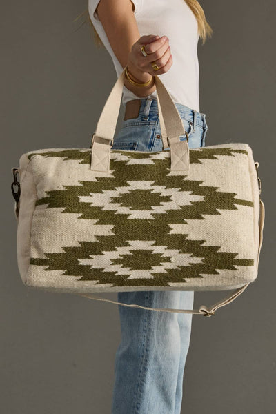 Cream & Olive Western Duffel