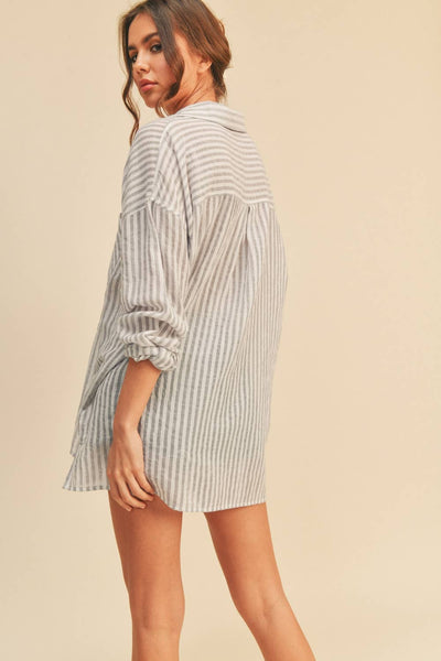 Beige Cotton Button Down