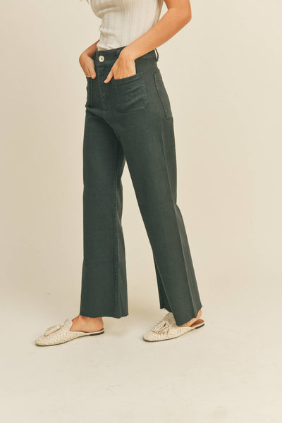 Front pocket wide leg pants