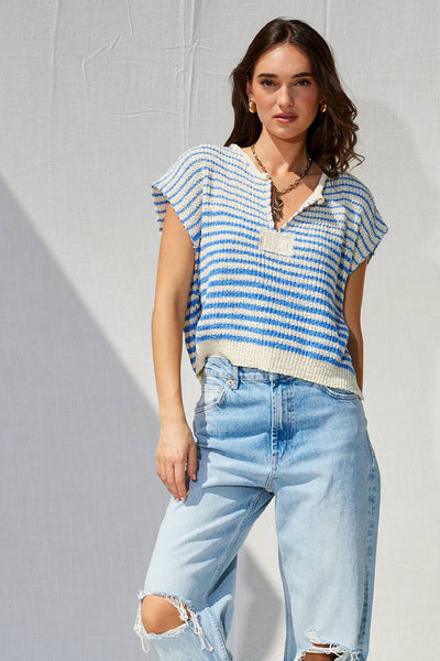 IM8815 - Striped Sleeveless Sweater