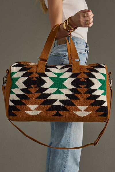 Brown, Black, Green & White Western Duffel