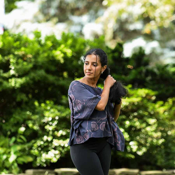 Crop Top: Block Print, Cotton Silk Summer Blouse | Danish