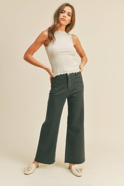 Front pocket wide leg pants