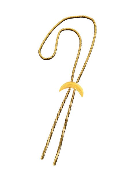 Brass Crescent Moon Bolo Necklace