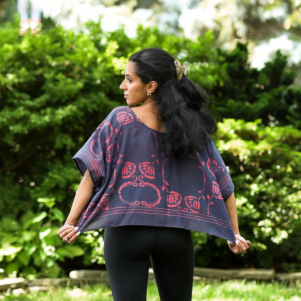Crop Top: Block Print, Cotton Silk Summer Blouse | Danish