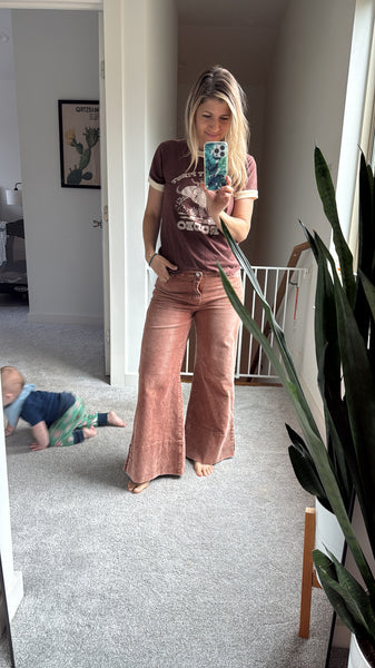 Rust Wide Leg Corduroys