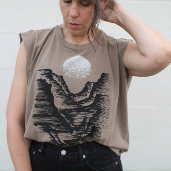 Canyonlands 100% Heavyweight Cotton Muscle Tank Desert Tan