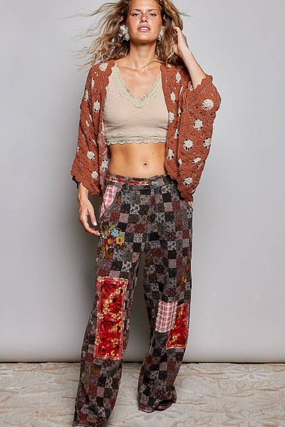 Rusty polka dot crochet cardigan top