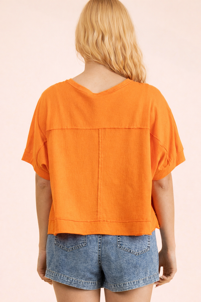 NT11429-Mineral Washed Oversized Crop Comfy Knit Top