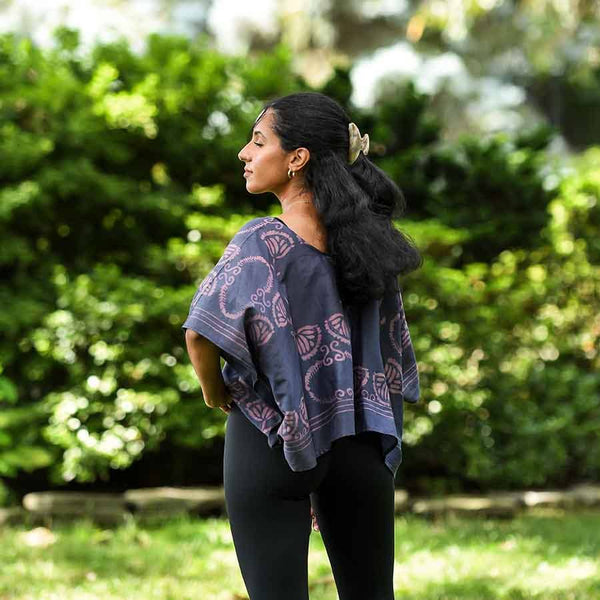 Crop Top: Block Print, Cotton Silk Summer Blouse | Danish