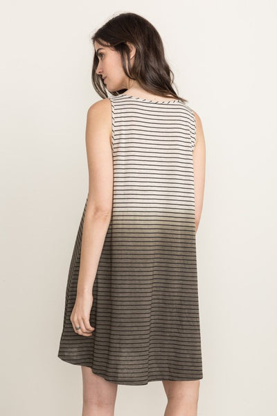 Striped & Dip Dye Dress