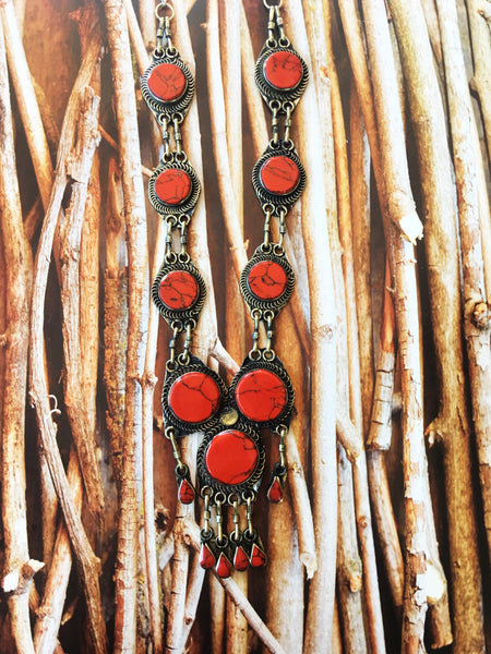 Red Coral Oval Necklace