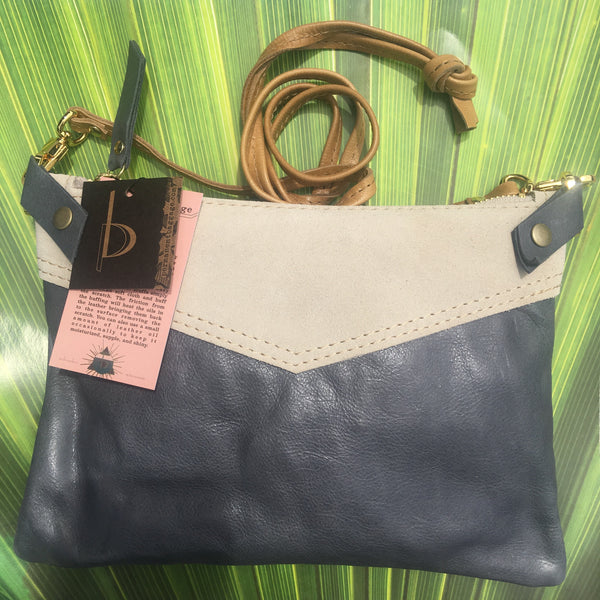 Handmade Two-Tone Leather Cross Body Bag - Mint
