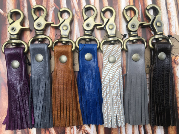 Leather Tassel Keychains -