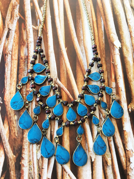 Blue Turquoise Statement Necklace