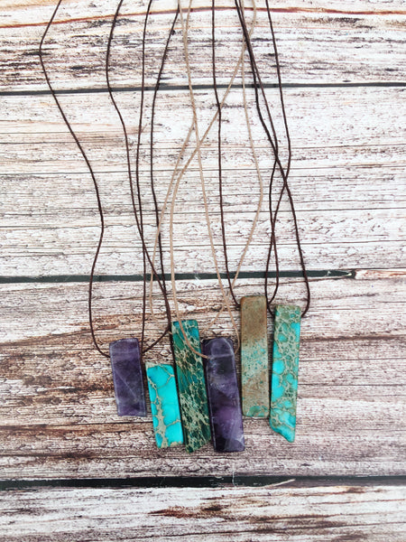 Turquoise & Amethyst Stone Necklace