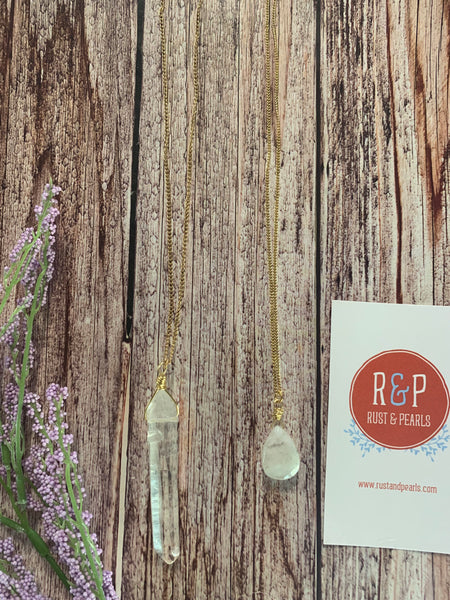 Quartz Necklace - By, Rust & Pearls