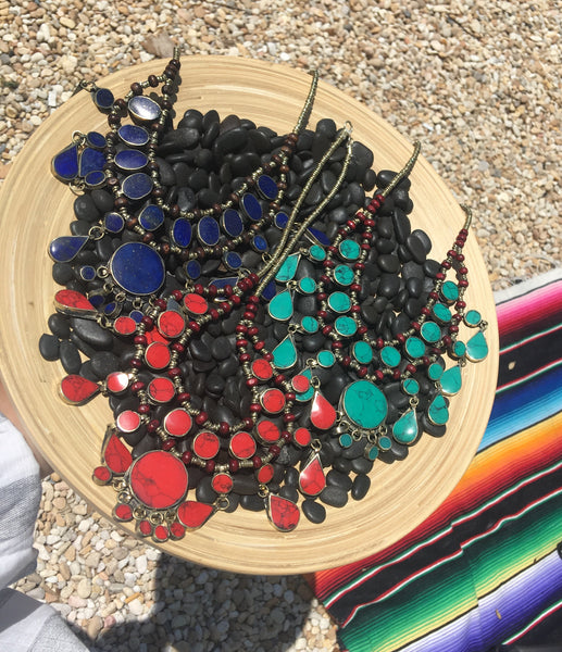 Red Coral Statment Necklace