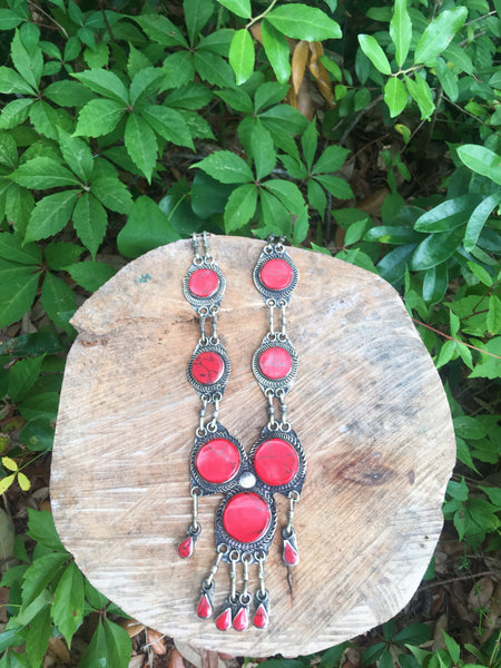 Red Coral Oval Necklace