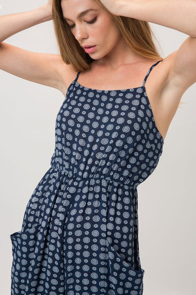 Navy Jumpsuit with tile print!